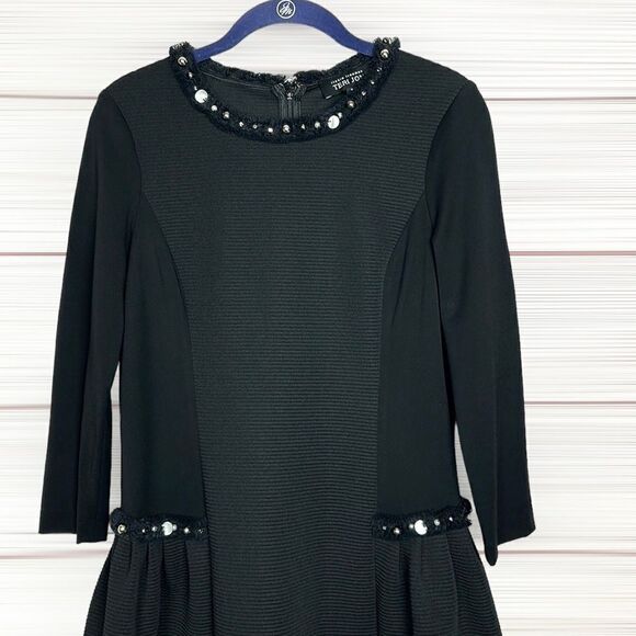 Rickie Freeman for Teri Jon Black Raw Edge Trim Sheath Dress size 8 - Picture 5 of 12